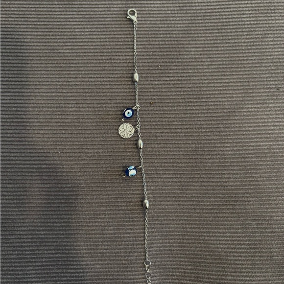 Silver Evil Eye Charm Bracelet in Blue and White - Picture 2 of 2